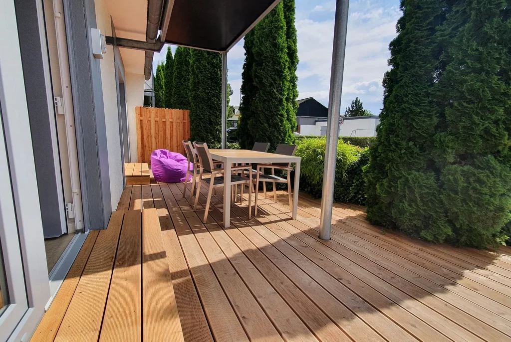 Strandhuus Grömitz Ferienwohnung Große Kajüte 1 Terrasse fotografiert von mobbys pics
