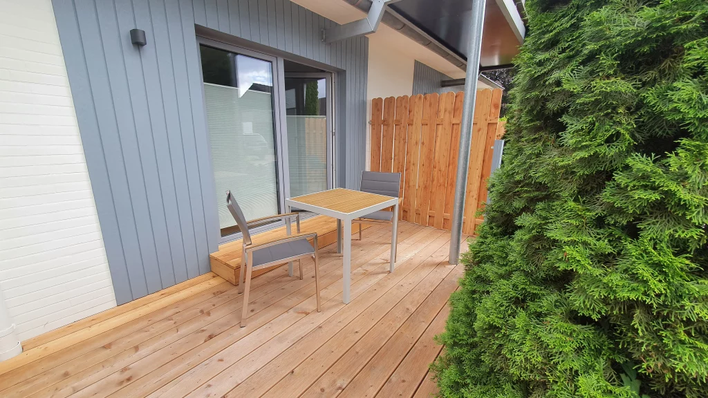 Strandhuus Grömitz Ferienwohnung Kleine Kajüte 1 Terrasse fotografiert von mobbys pics