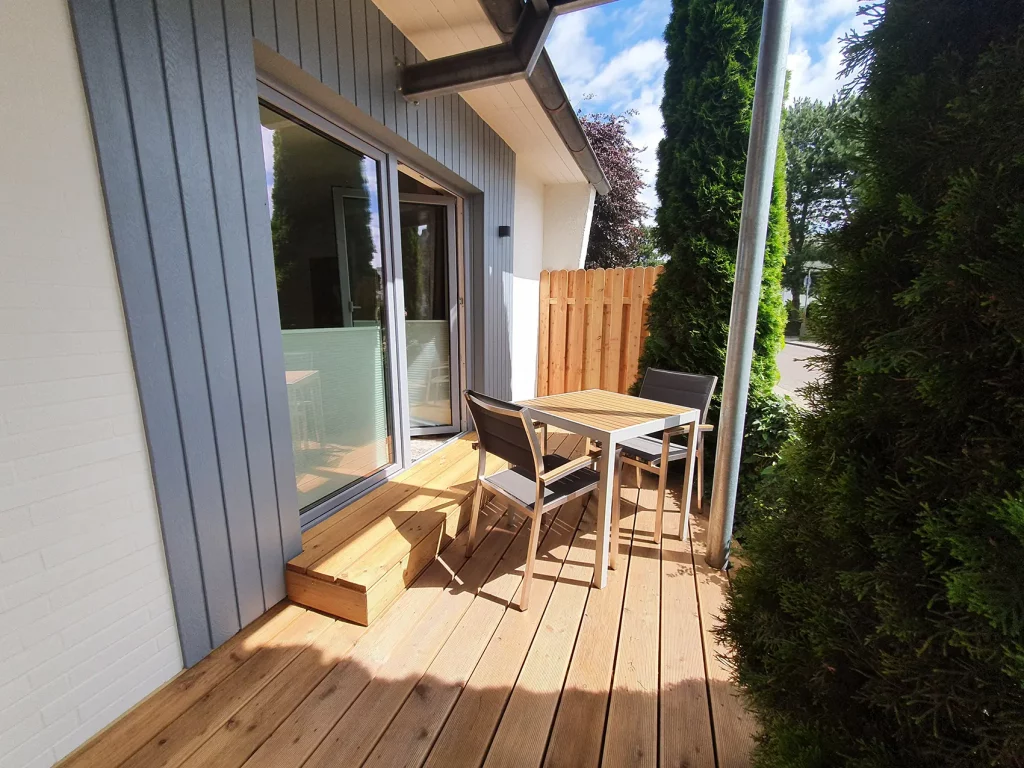 Strandhuus Grömitz Ferienwohnung Kleine Kajüte 2 Terrasse fotografiert von mobbys pics